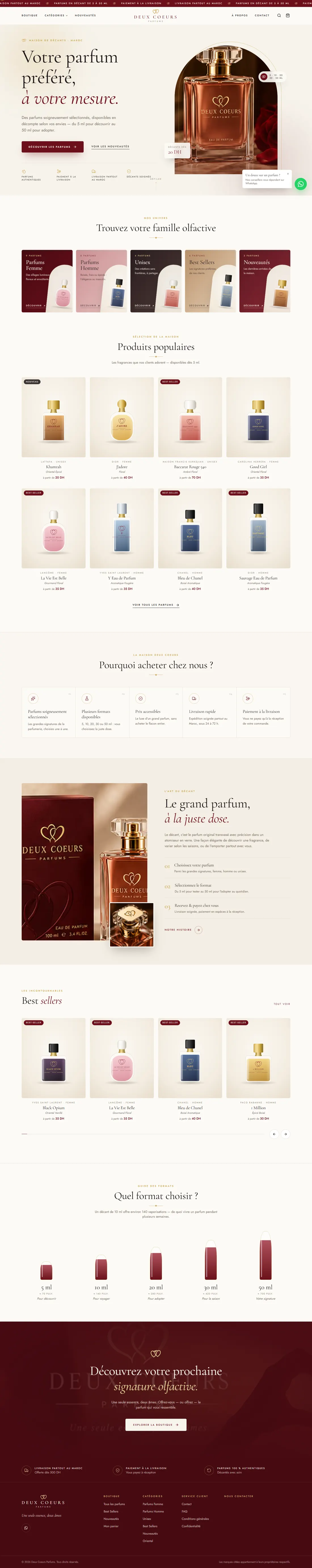 Page d'accueil de la boutique Deux Coeurs Parfums